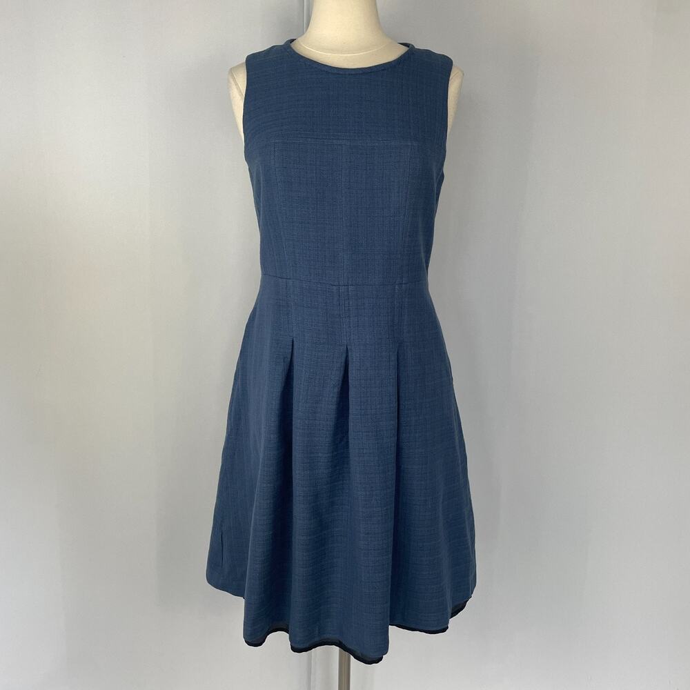 Pendleton Wool Dress Size 8 Blue A Line Pleated Minimal Preppy Academia Tank Vtg